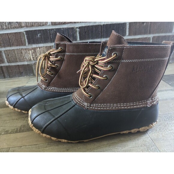 Red Head Duck Boots Mens Size 9 Brown Leather Outdoor Hunting Ankle Lace Up A+ main image 13